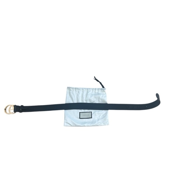 Gucci Black Double G Logo Leather Belt 75•30​​